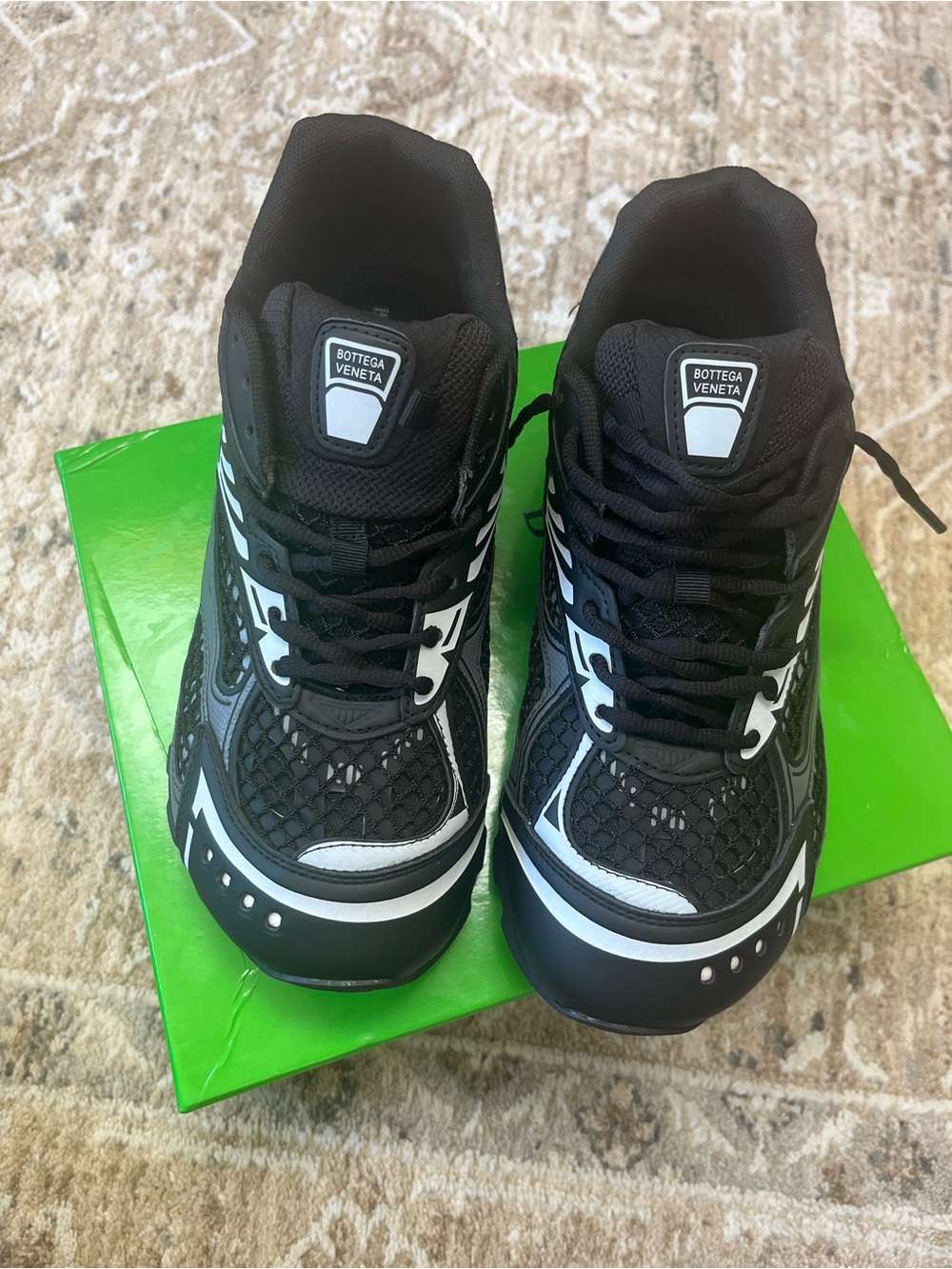 Bottega Veneta Men’s Black and White Low-Top Sneakers